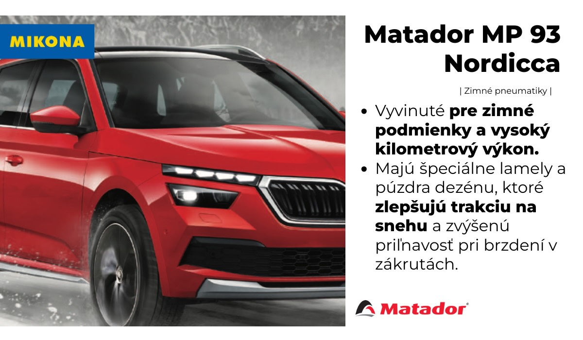 Matador MP93 Nordicca ponúka výbornú trakciu, dlhú životnosť a spoľahlivý výkon v zimných podmienkach. Pozrite si ceny a ponuku online.